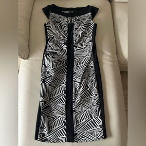 Joseph RIBKOFF Black White Geo Sheath Dress 6